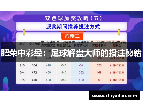肥荣中彩经：足球解盘大师的投注秘籍